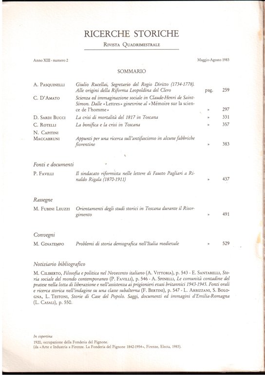Ricerche storiche Anno XIII - N° 2 - maggio/agosto 1983