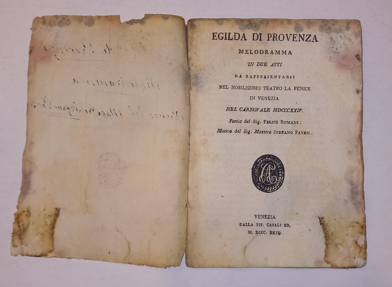 EGILDA DI PROVENZA. MELODRAMMA IN DUE ATTI DEL MAESTRO STEFANO …