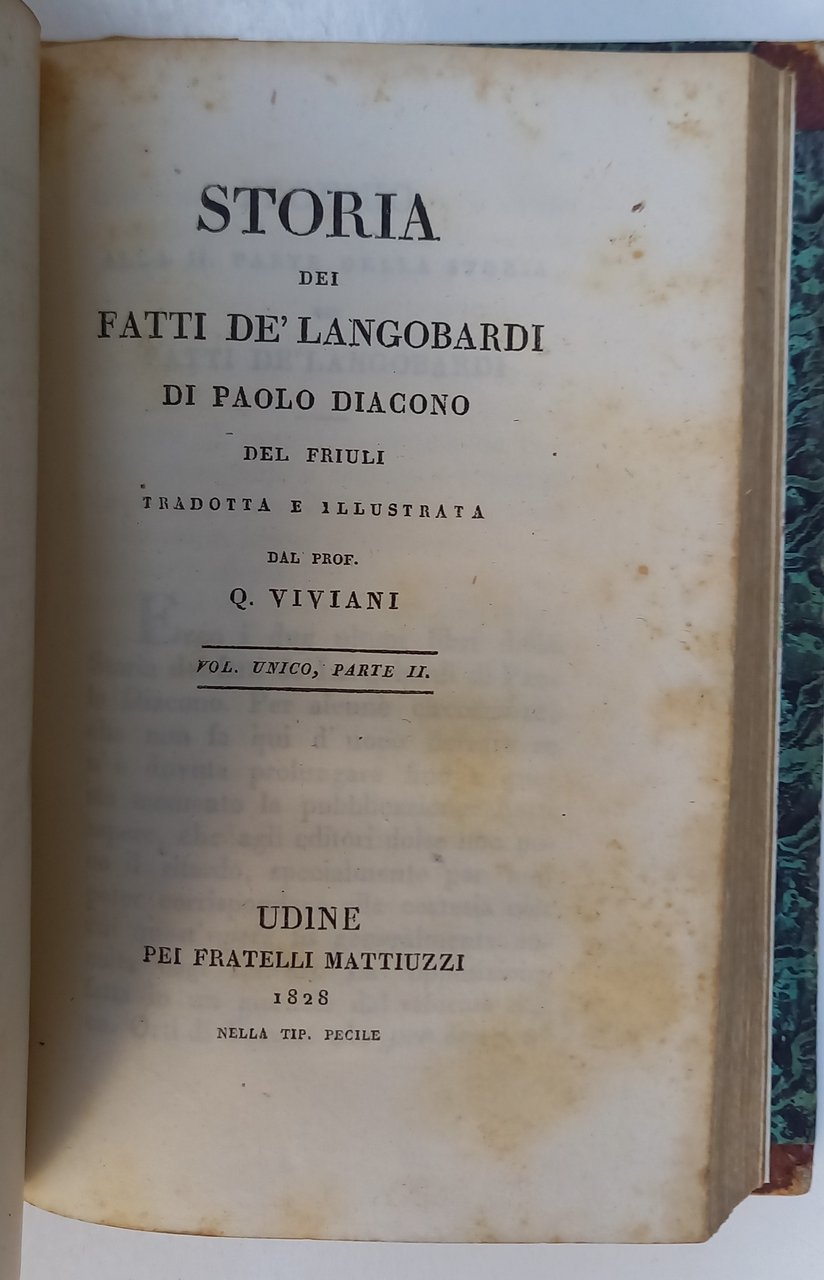 STORIA DEI FATTI DE' LANGOBARDI DI PAOLO DIACONO DEL FRIULI …