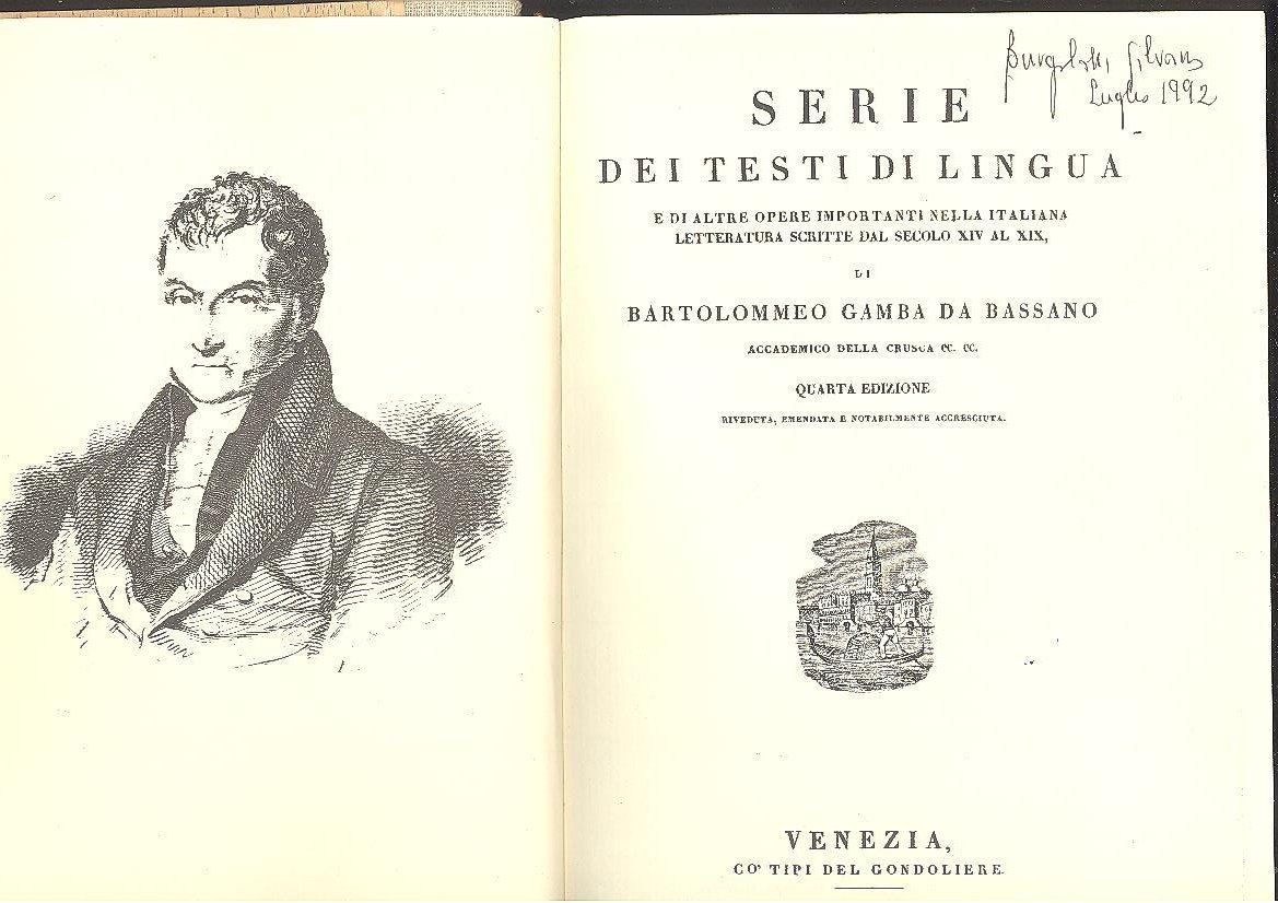 SERIE DEI TESTI DI LINGUA E DI ALTRE OPERE IMPORTANTI …