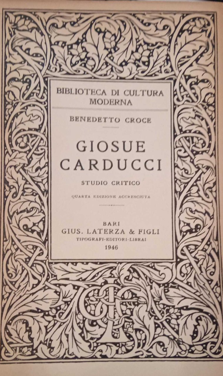 GIOSUE' CARDUCCI. STUDIO CRITICO