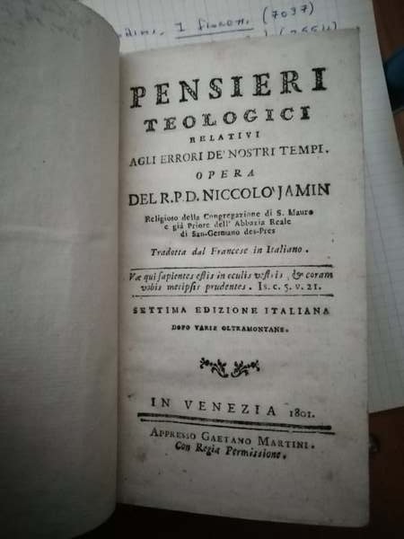 Pensieri teologici relativi agli errori dei nostri tempi