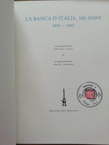 La Banca d'Italia 100 anni 1893-1993