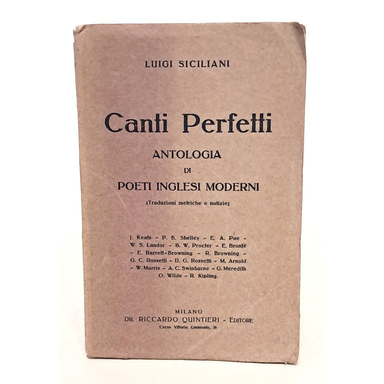 Canti perfetti. Antologia di poeti inglesi moderni