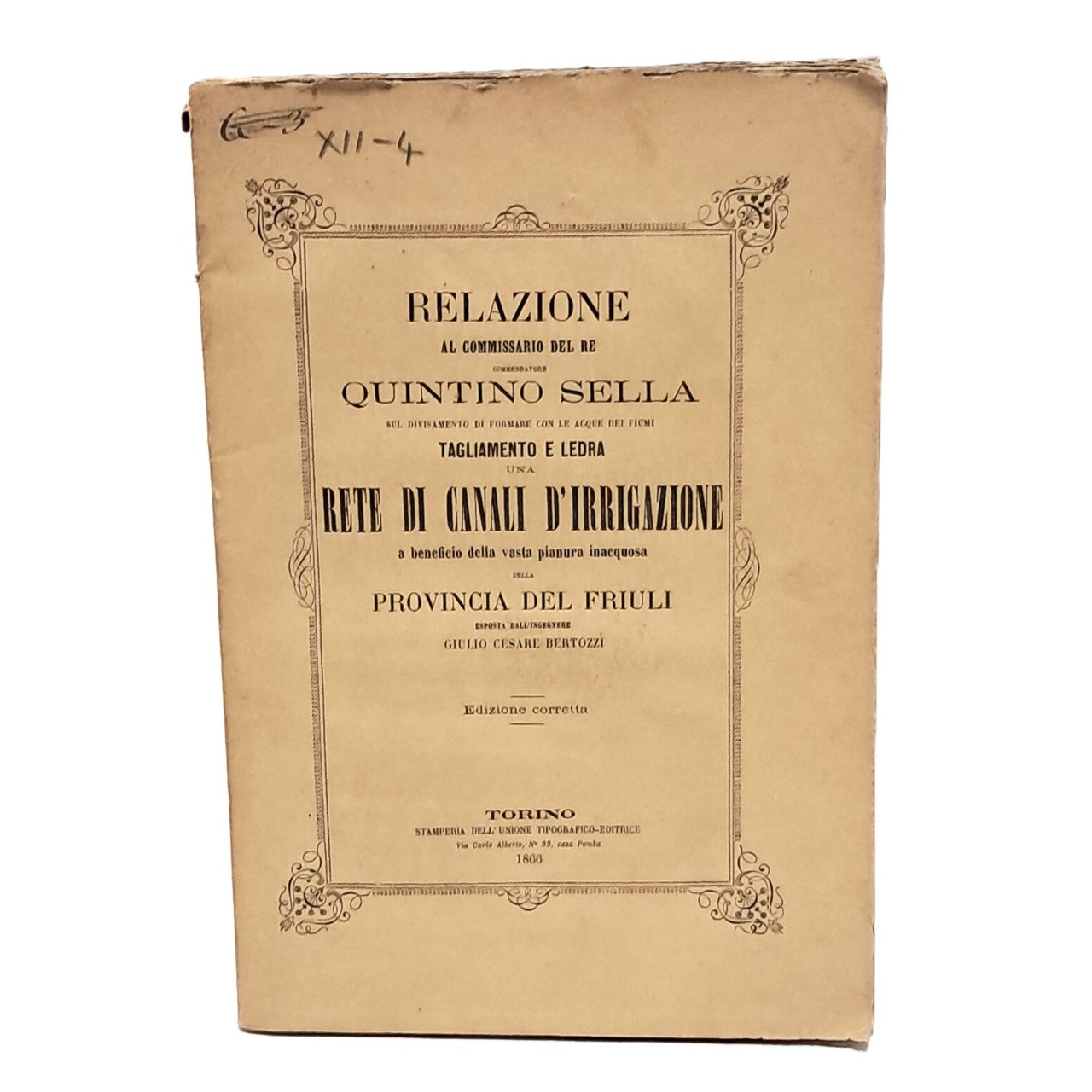 Relazione al commissario del re Quintino Sella sul divisamento di …