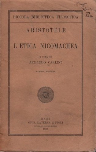 L'etica nicomachea a cura di Armando Carlini