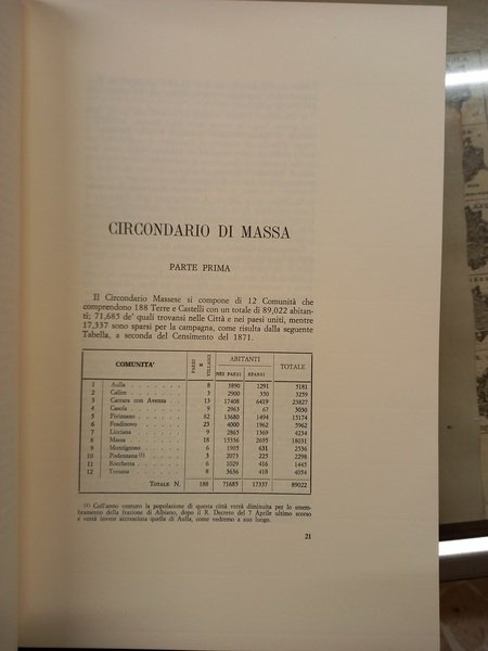 MONOGRAFIA STORICA ED AGRARIA DEL CIRCONDARIO DI MASSA E CARRARA …