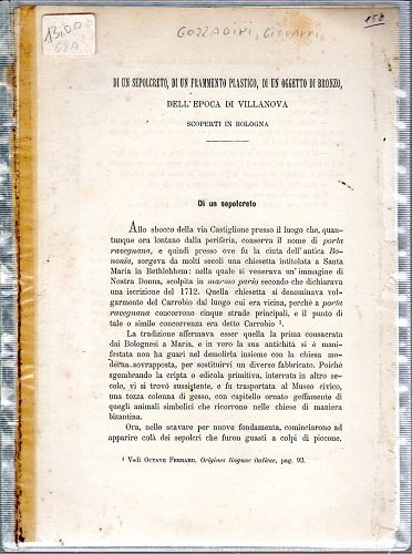 DI UN SEPOLCRETO, di un frammento plastico, di un oggetto …