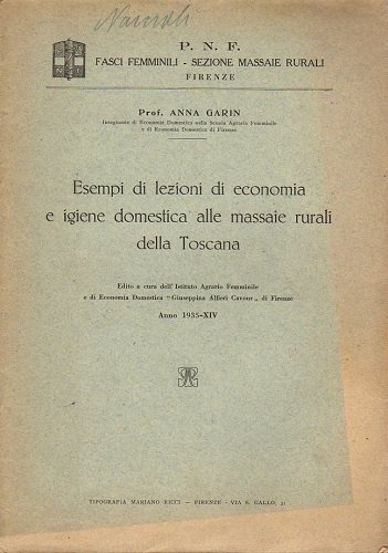 Esempi di lezioni di economia e igiene domestica alle massaie …