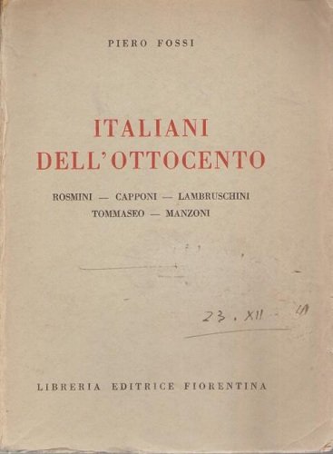 ITALIANI DELL' 8OO (Rosmini - Capponi - Lambruschini - Tommaseo …