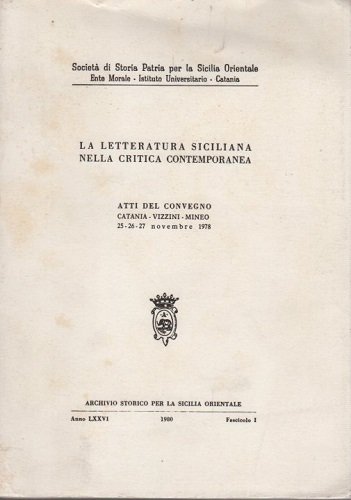 La letteratura siciliana nella critica contemporanea