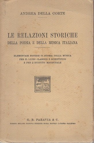 LE RELAZIONI STORICHE DELLA POESIA E DELLA MUSICA italiana