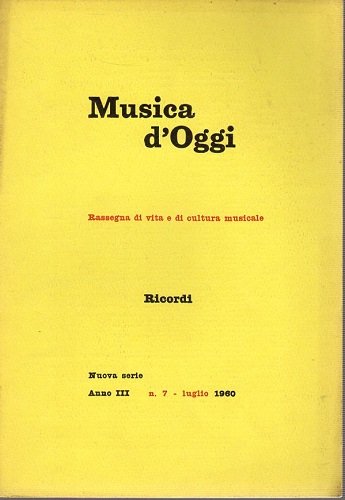 Musica d'oggi rassegna di vita e di cultura musicale ann …