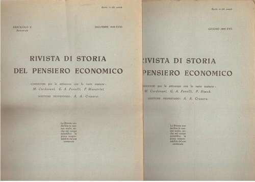 Rivista di storia del pensiero economico anno 1939