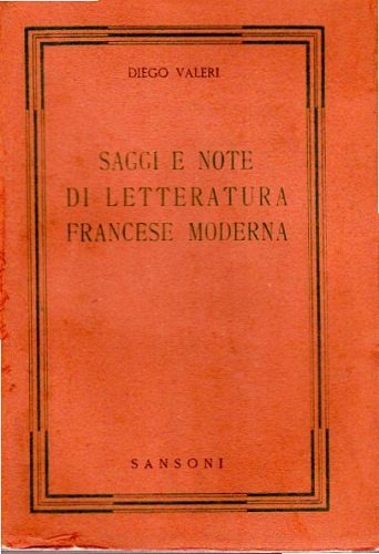 SAGGI E NOTE DI LETTERATURA FRANCESE MODERNA