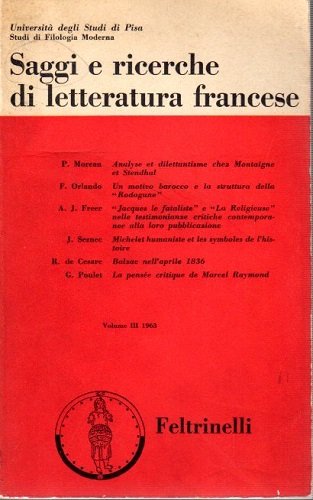 SAGGI E RICERCHE DI LETTERATURA FRANCESE. VOL III