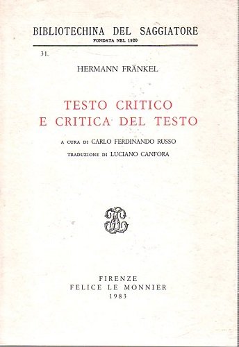 Testo critico e critica del testo