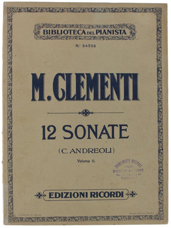 12 SONATE PER PIANOFORTE (C.Andreoli) - Volume II.