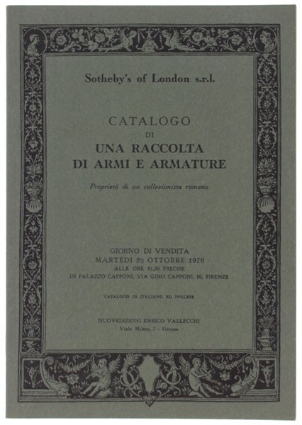 CATALOGO DI UNA RACCOLTA DI ARMI E ARMATURE. Proprietà di … | Immagine principale