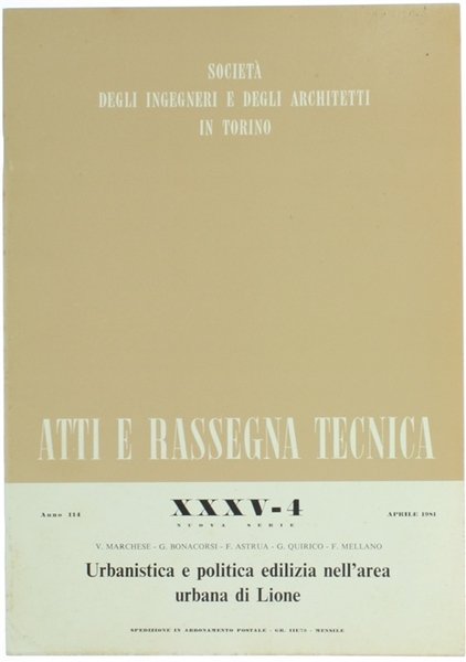 URBANISTICA E POLITICA EDILIZIA NELL'AREA URBANA DI LIONE. | Immagine principale