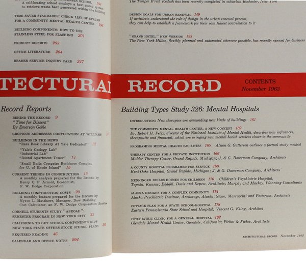 ARCHITECTURAL RECORD No. 11 - November 1963.