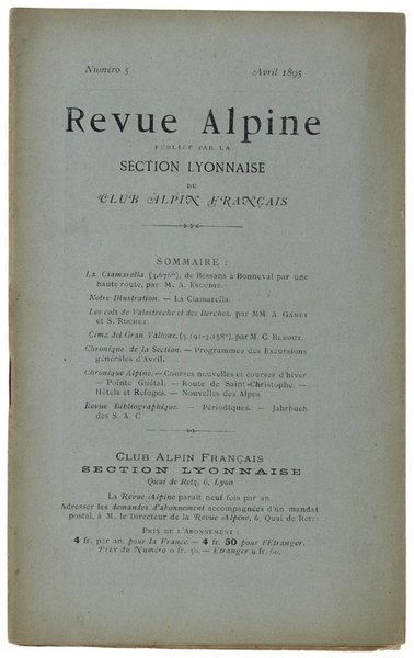 REVUE ALPINE. N. 5, Avril 1895.