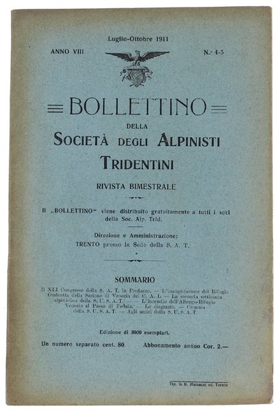 BOLLETTINO. Anno VIII - N.4-5, Luglio-Ottobre 1911.