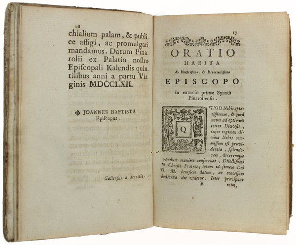 PRIMAE SYNODI PINAROLIENSIS Sub Illustrissimo, & Reverendissimo D.D. Joanne Baptista …
