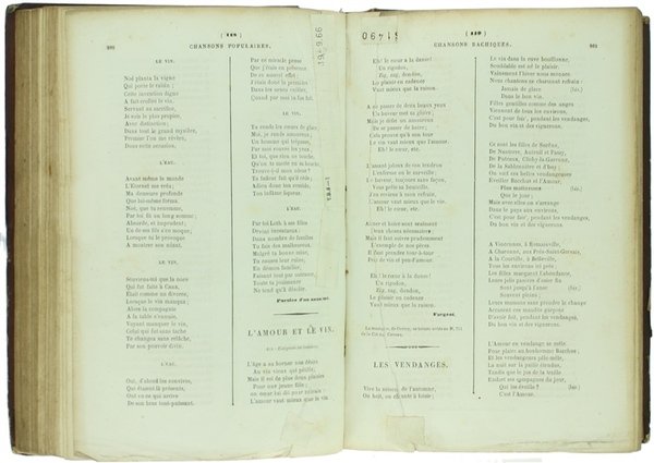 CHANSONS NATIONALES ET POPULAIRES DE FRANCE, accompagnées de notes historiques …