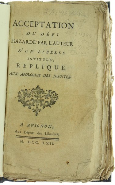 ACCEPTATION DU DEFI HAZARDE par l'auteur d'un libelle intitulé Replique …