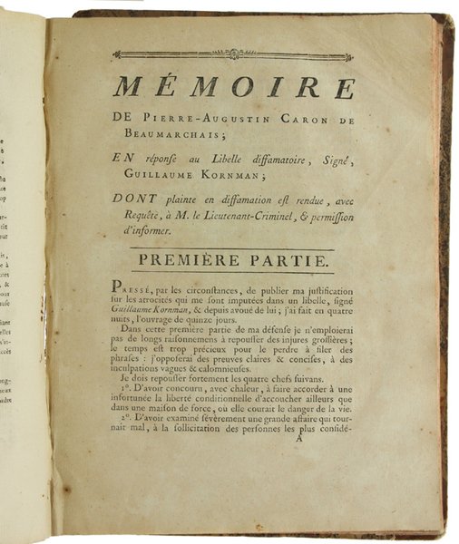 AFFAIRE CARON DE BEAUMARCHAIS - DAME KORNMAN de 1787 - …