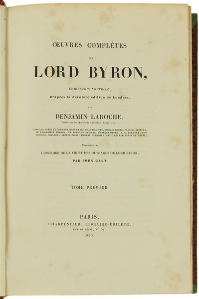 OEUVRES COMPLETES DE LORD BYRON (4 Volumes - complet).