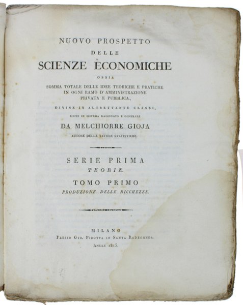 NUOVO PROSPETTO DELLE SCIENZE ECONOMICHE [opera completa in 6 tomi]