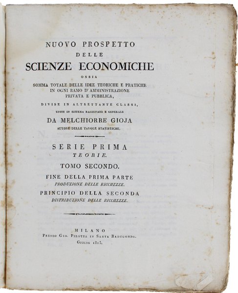 NUOVO PROSPETTO DELLE SCIENZE ECONOMICHE [opera completa in 6 tomi]