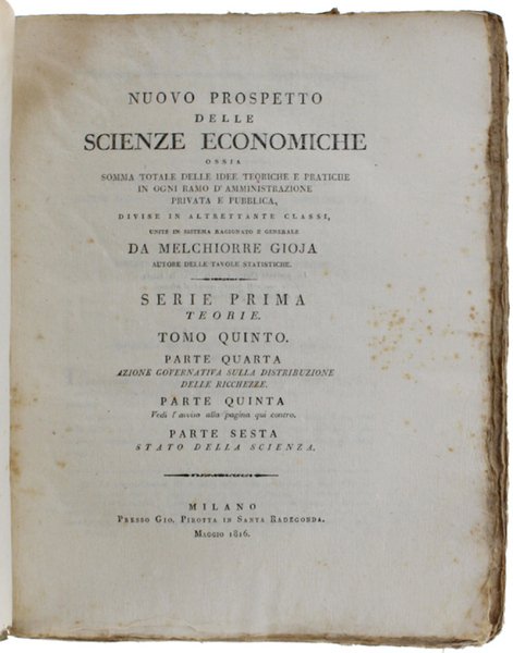 NUOVO PROSPETTO DELLE SCIENZE ECONOMICHE [opera completa in 6 tomi]