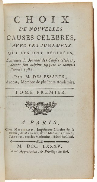 CHOIX DE NOUVELLES CAUSES CELEBRES, AVEC LES JUGEMENS QUI LES …
