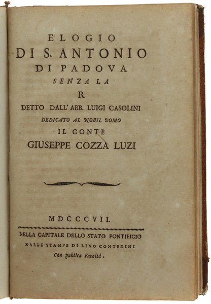 SAGGIO DI ELOGJ SENZA LA R. + ELOGIO DI S.ANTONIO …