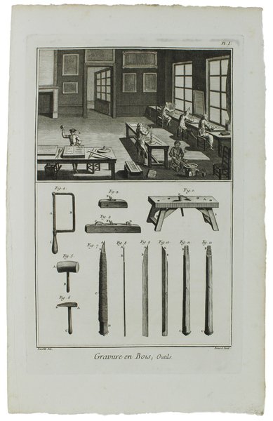 GRAVURE EN BOIS. Contenant trois planches. "Recueil de planches sur …