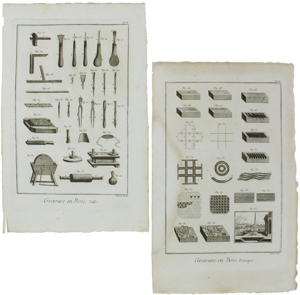 GRAVURE EN BOIS. Contenant trois planches. "Recueil de planches sur …