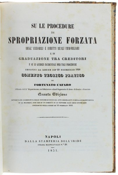 SU LE PROCEDURE DI SPROPRIAZIONE FORZATA DEGL'IMMOBILI E DIRITTI REALI …