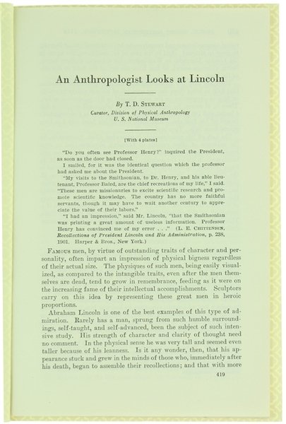 AN ANTHROPOLOGIST LOOK AT LINCOLN.