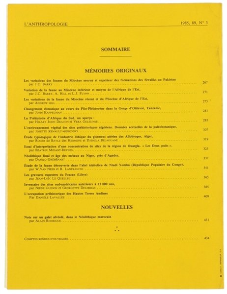 L'ANTHROPOLOGIE. Tome 89 - 1985. No. 3.