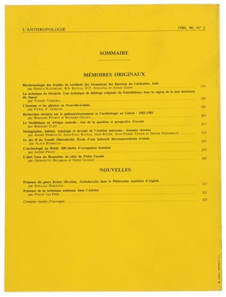L'ANTHROPOLOGIE. Tome 90 - 1986. No. 2.
