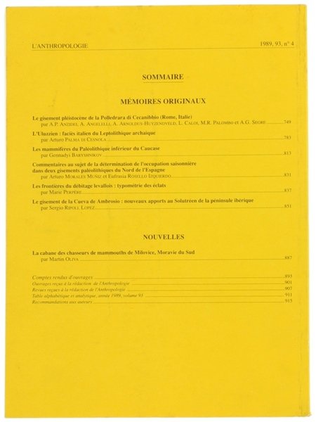 L'ANTHROPOLOGIE. Tome 93 - 1989. No. 4.