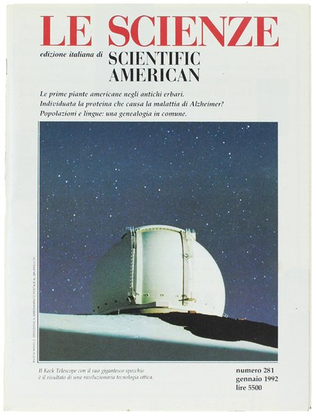 LE SCIENZE N. 281, I/1992: contiene: GENI, POPOLAZIONI E LINGUE.