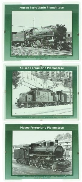 TRE ANTICHE LOCOMOTIVE: FOTO INCORNICIATE SOTTO VETRO, DA APPENDERE.
