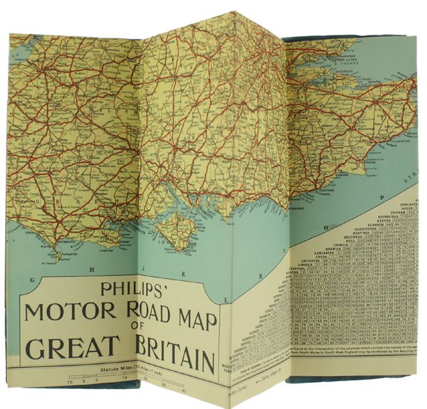 PHILIPS' MOTOR ROAD MAP OF GREAT BRITAIN. Duplex fold for …