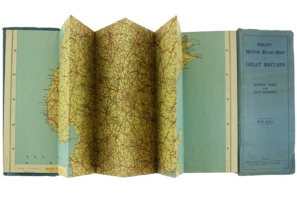 PHILIPS' MOTOR ROAD MAP OF GREAT BRITAIN. Duplex fold for …