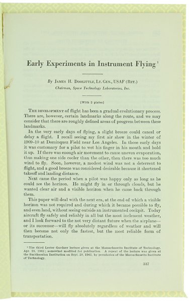 EARLY EXPERIMENTS IN INSTRUMENT FLYING.