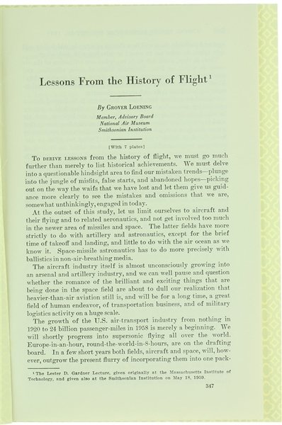 LESSONS FROM THE HISTORY OF FLIGHT.